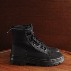Dr. Martens Boots Womens SZ 6 BLK Combs Combat Canvas Ankle Grunge Chunky READ